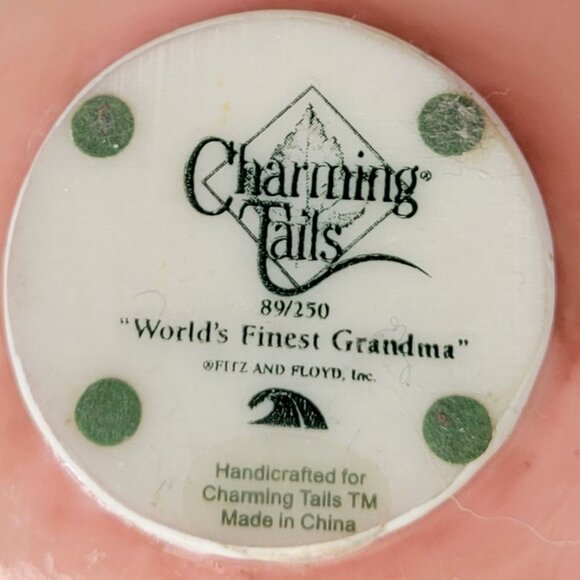 Vintage Fitz and Floyd Charming Tails "World's Finest Grandma" Figurine - Picture 7 of 13